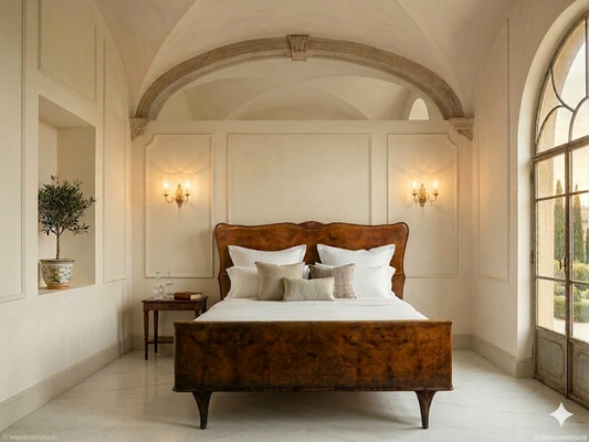 Early 19th Century Italian Walnut Burl Bed