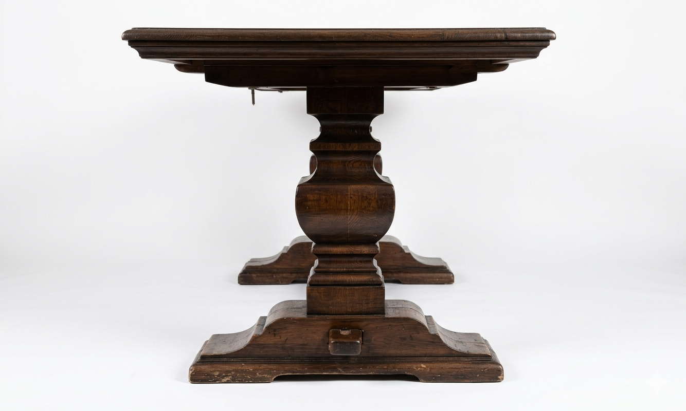 Italian Renaissance Revival Extending Refettorio Table with Classical Pedestal
