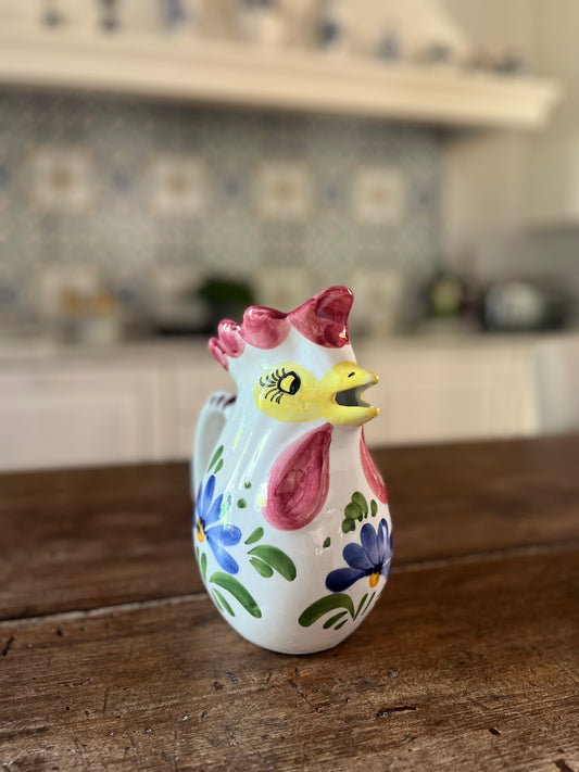 Hand Painted Rooster Pitcher