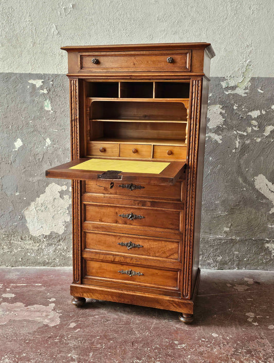Italian Walnut Secretaire Desk, Early 1900s