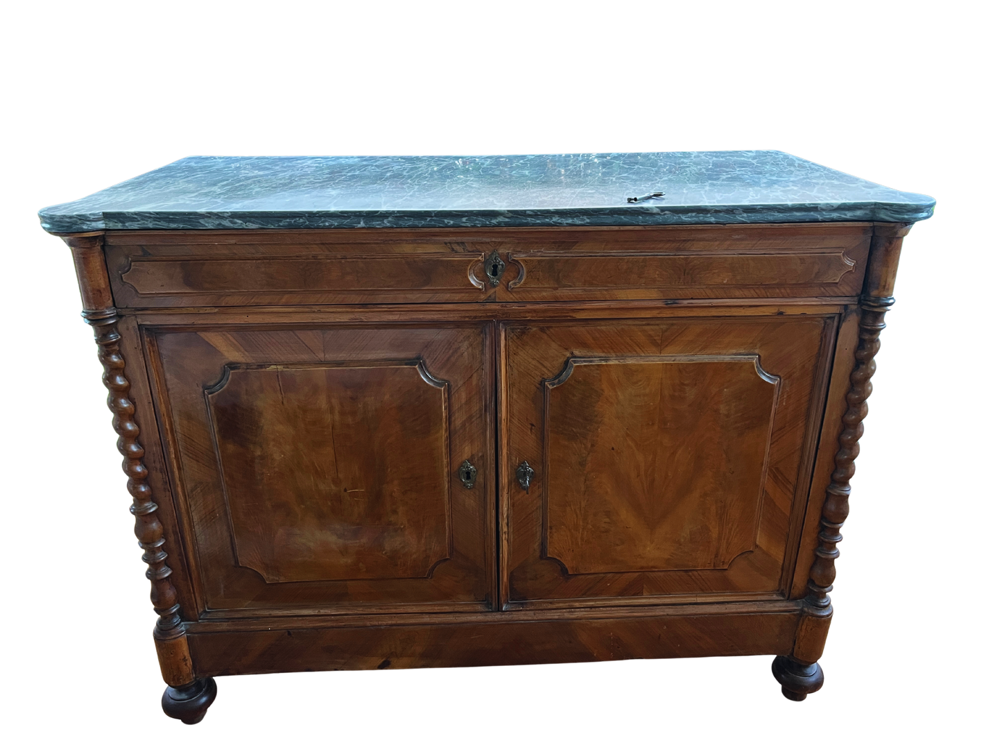 Early 19th Century Italian Louis Philippe Walnut & Grey Marble Bedroom Suite