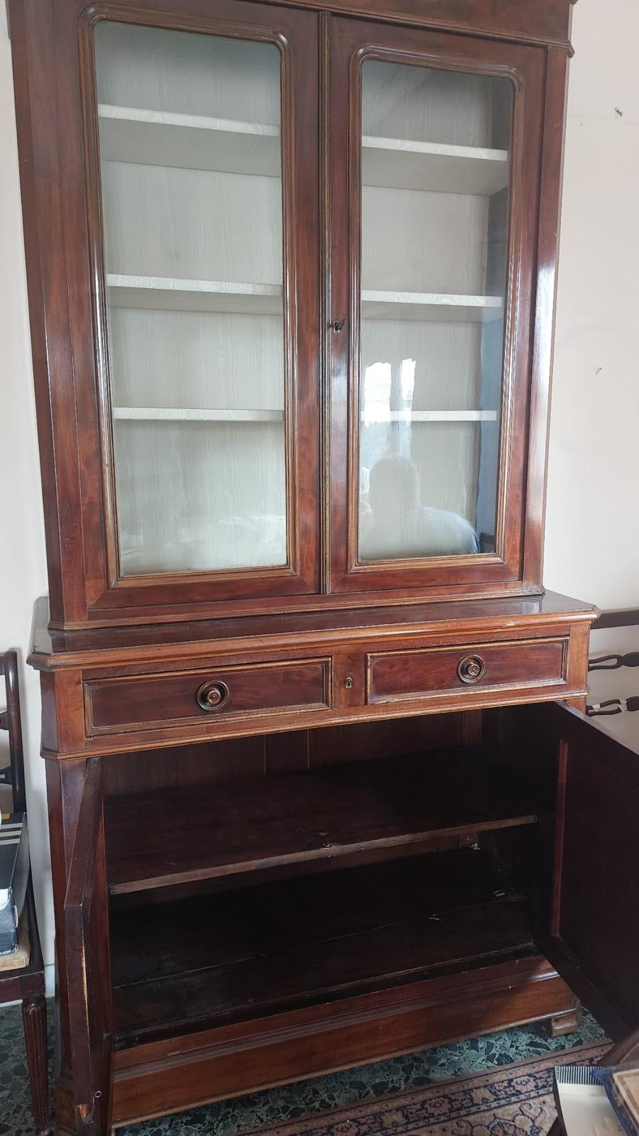 Cherry Wood Display Cabinet, Mid-1800's
