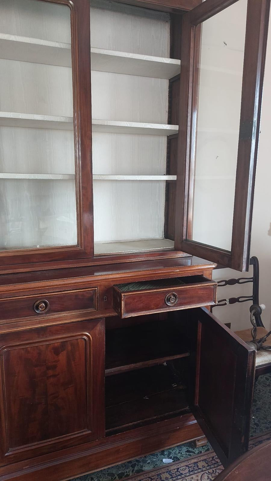 Cherry Wood Display Cabinet, Mid-1800's