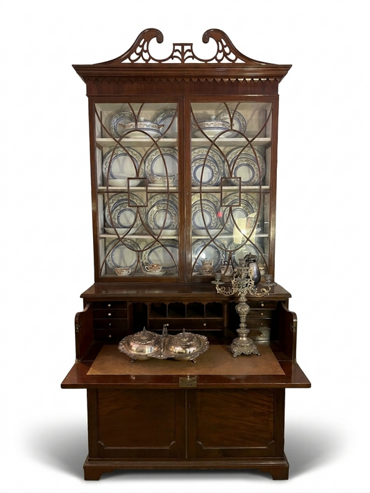Regency Mahogany Secretary Cabinet with Glazed Doors