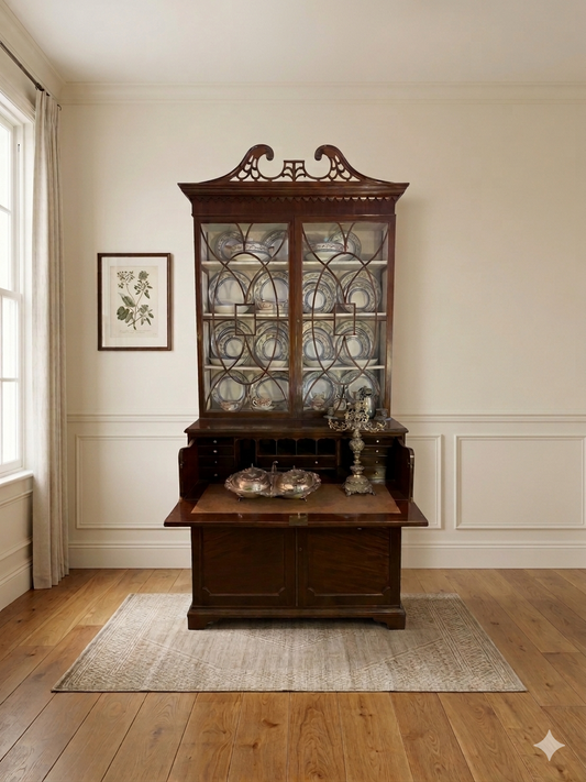 Regency Mahogany Secretary Cabinet with Glazed Doors