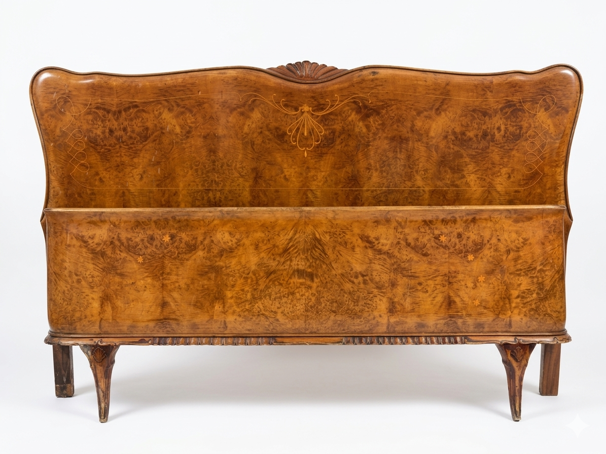 Early 19th Century Italian Walnut Burl Bed