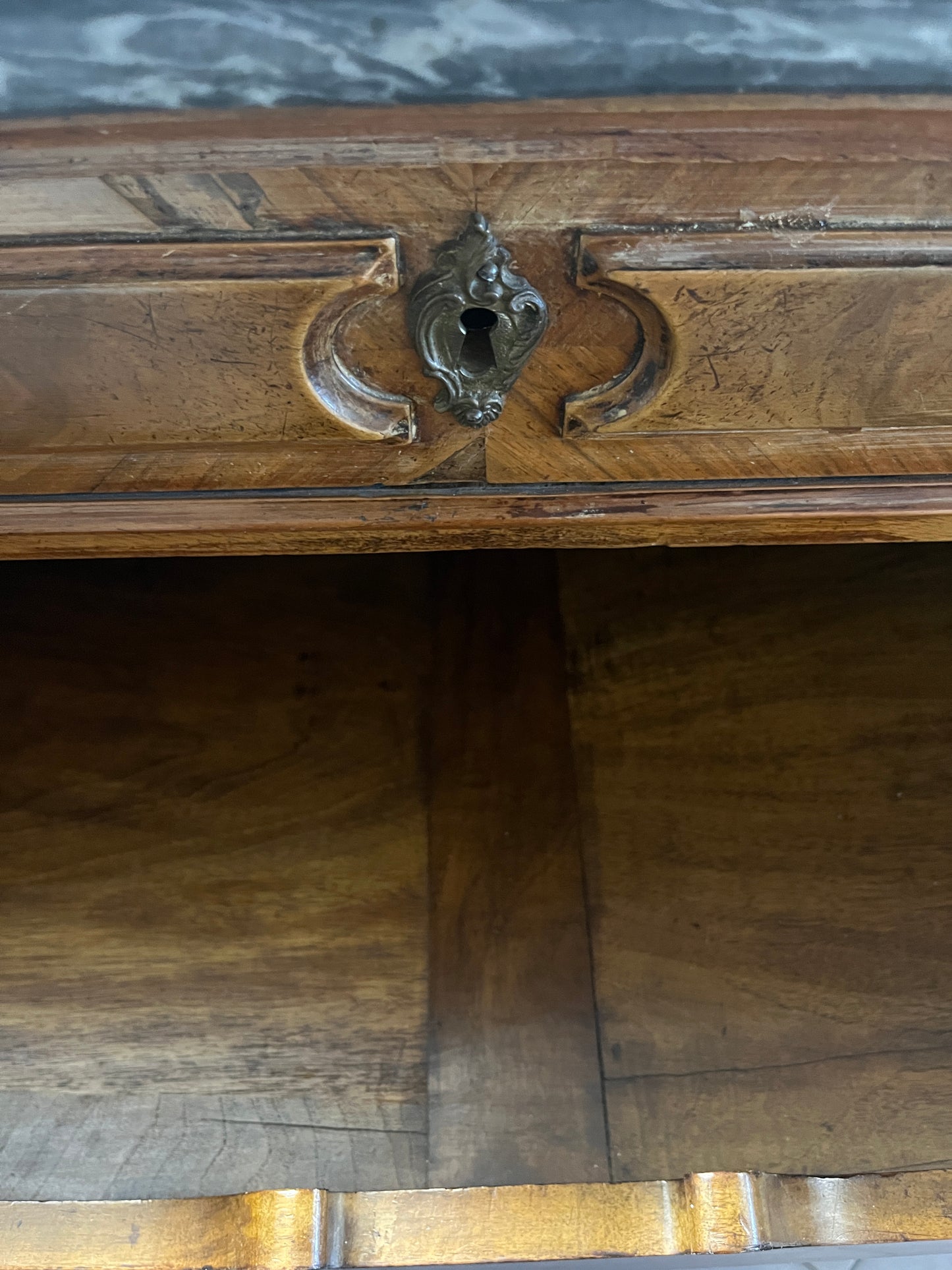 Early 19th Century Italian Louis Philippe Walnut & Grey Marble Bedroom Suite