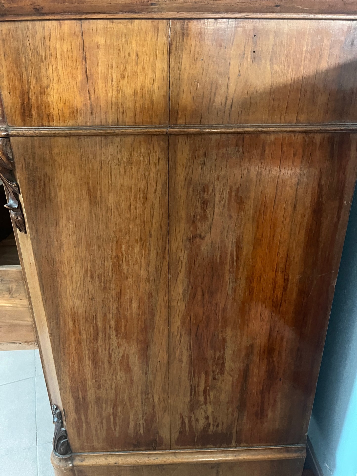 Biedermeier Burled Walnut Chest of Drawers with Marble Top