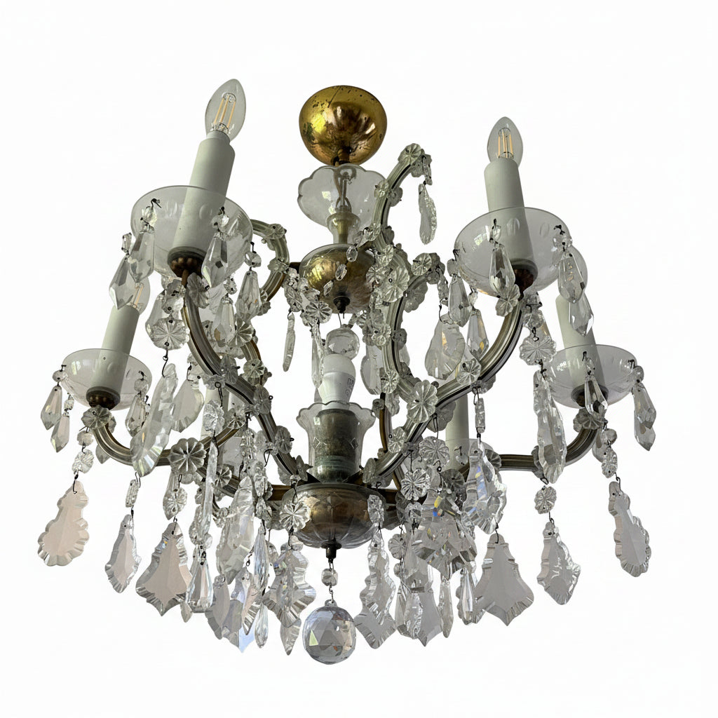 Maria Theresa Italian Crystal Chandelier, Six-Arm