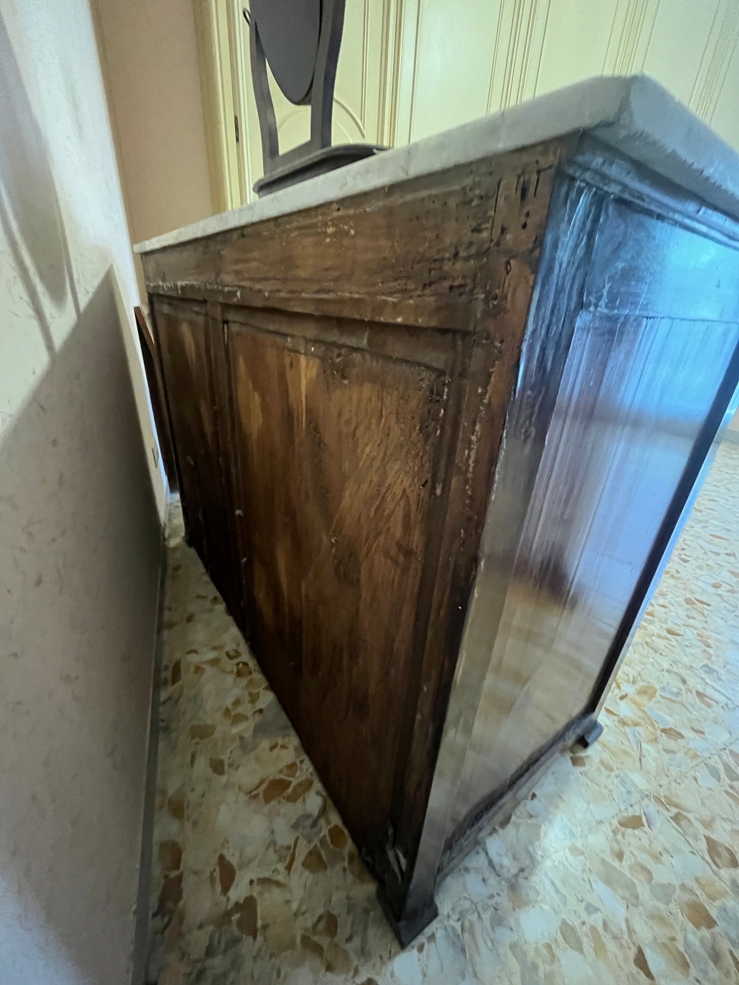 Italian Walnut Bedroom Suite with Grey-Veined Marble Top — Hand-Cut Dovetails
