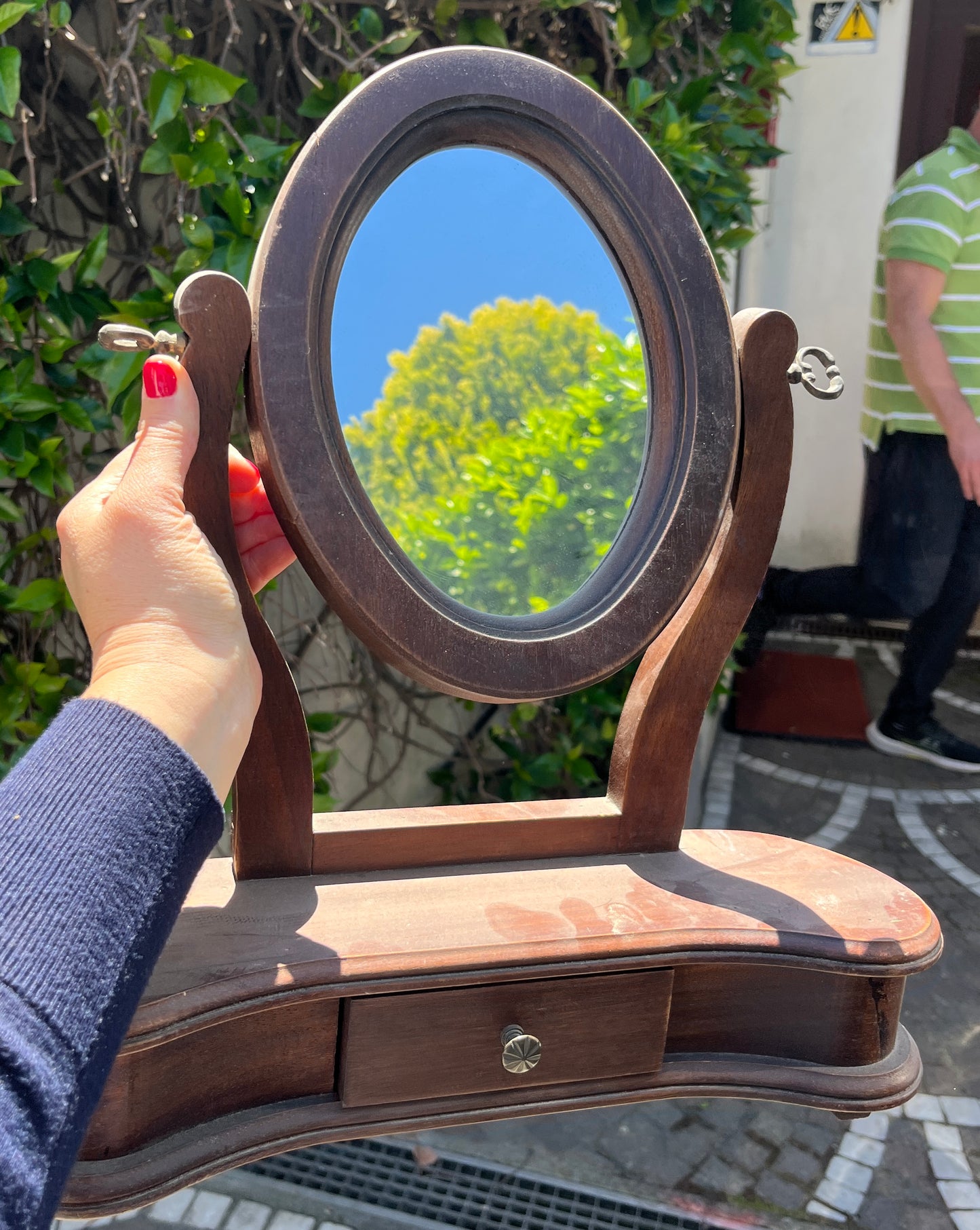 Vintage Italian Wooden Vanity Mirror