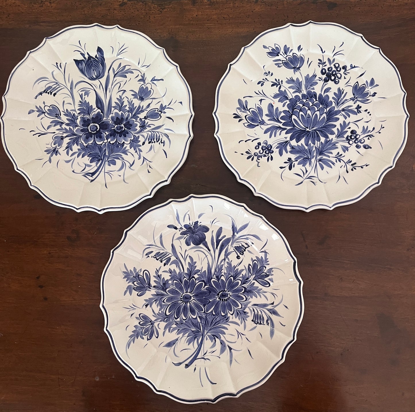 Italian Blue & White Wall Plates — Set of 3