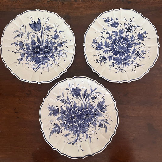 Italian Blue & White Wall Plates — Set of 3