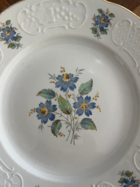 Vintage Blue Floral Richard Ginori Dinner Plates, 1958 (Set of 9)