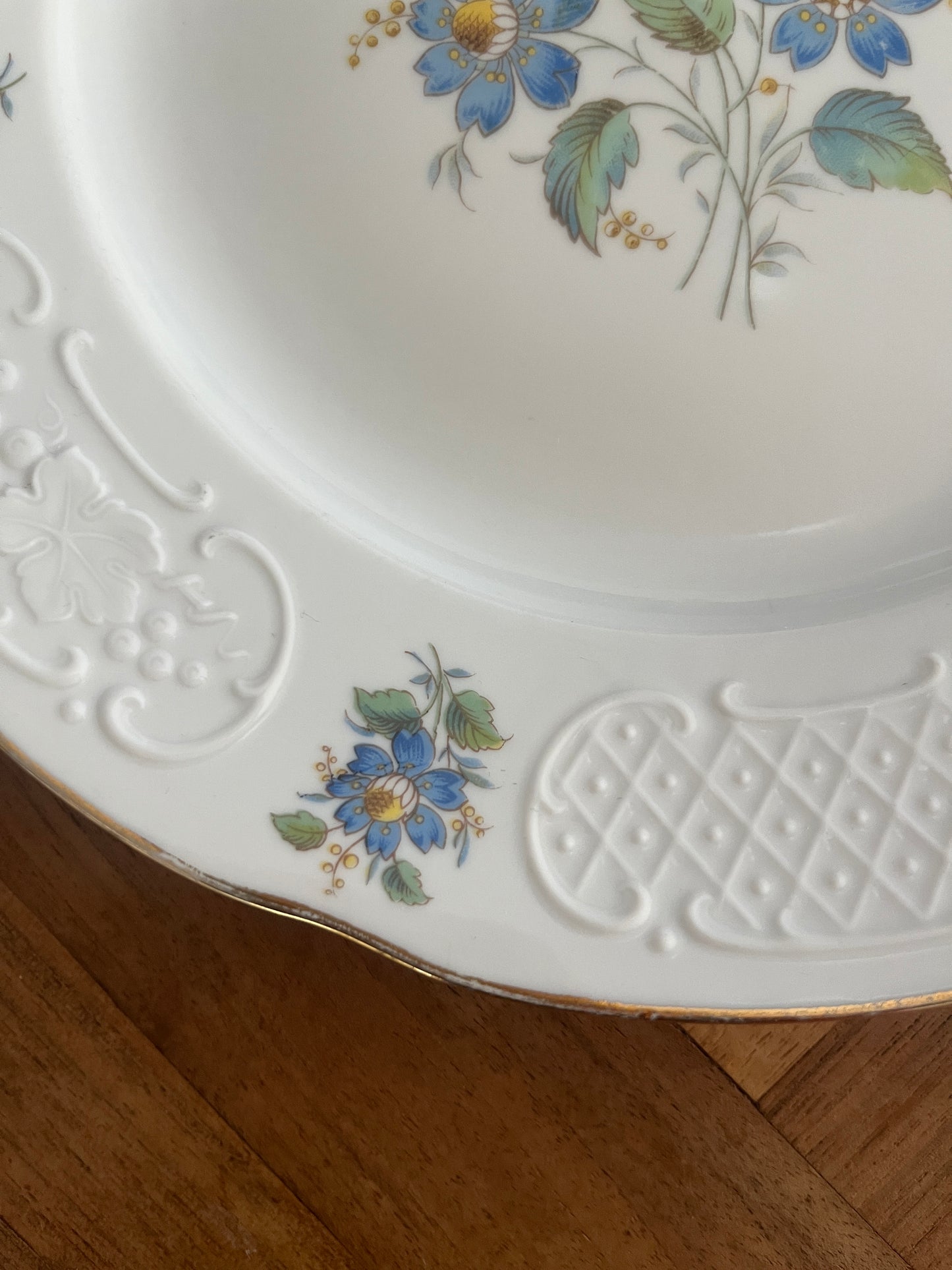 Vintage Blue Floral Richard Ginori Dinner Plates, 1958 (Set of 9)