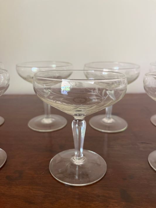 Italian Crystal Champagne Coupes (×9)