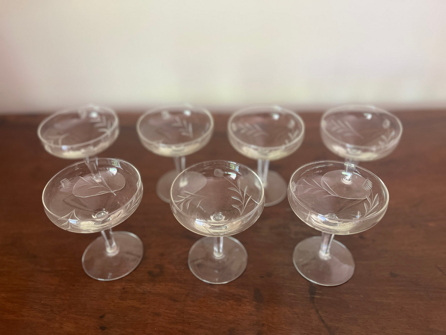 Italian Crystal Champagne Coupes (×9)