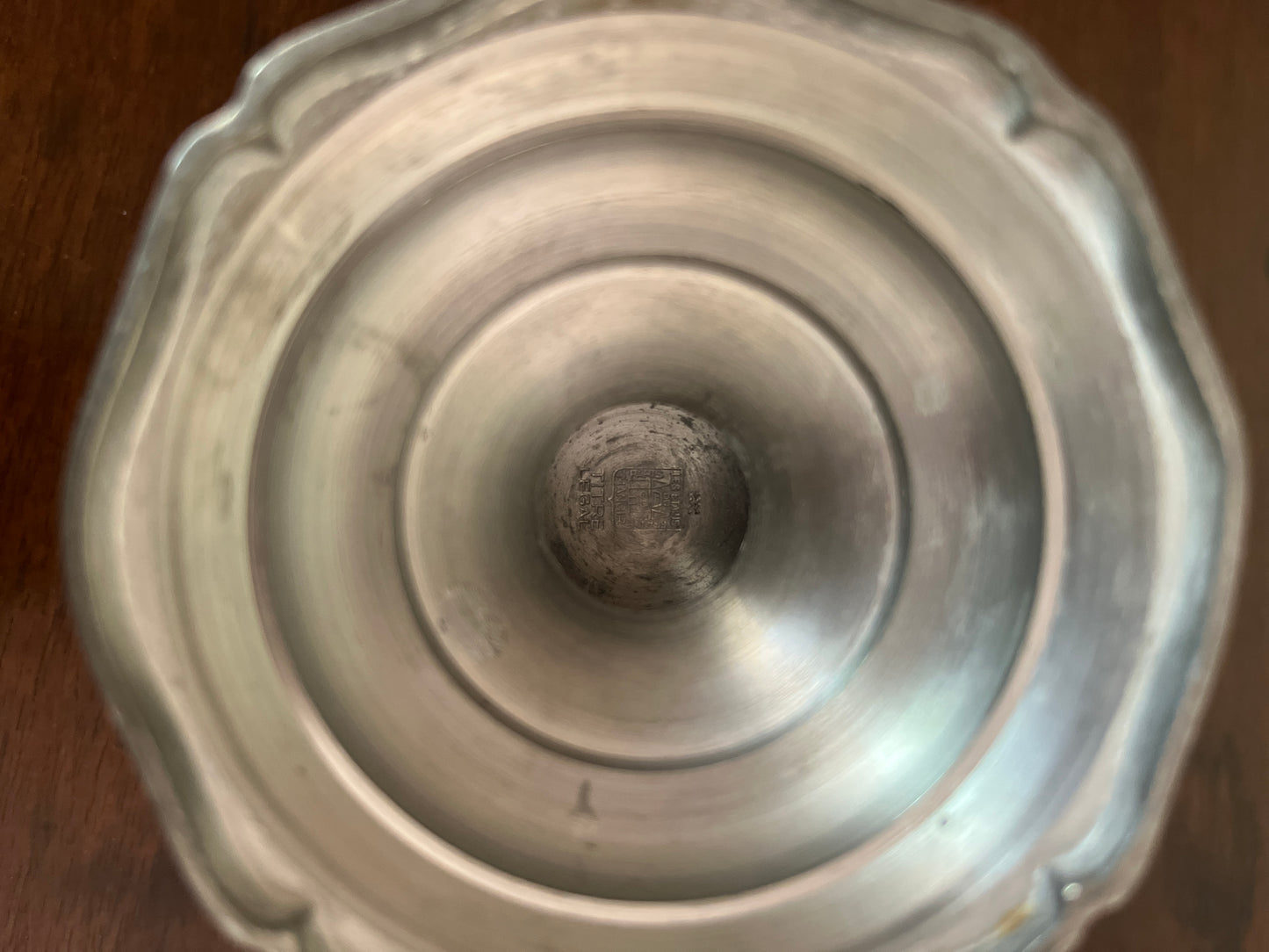 French Pewter Footed Bowl with Boar-Head Handles, "Les Étains du Manoir"