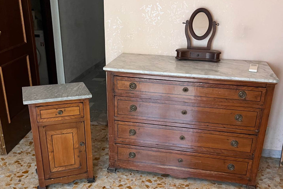 Vintage Italian Wooden Vanity Mirror