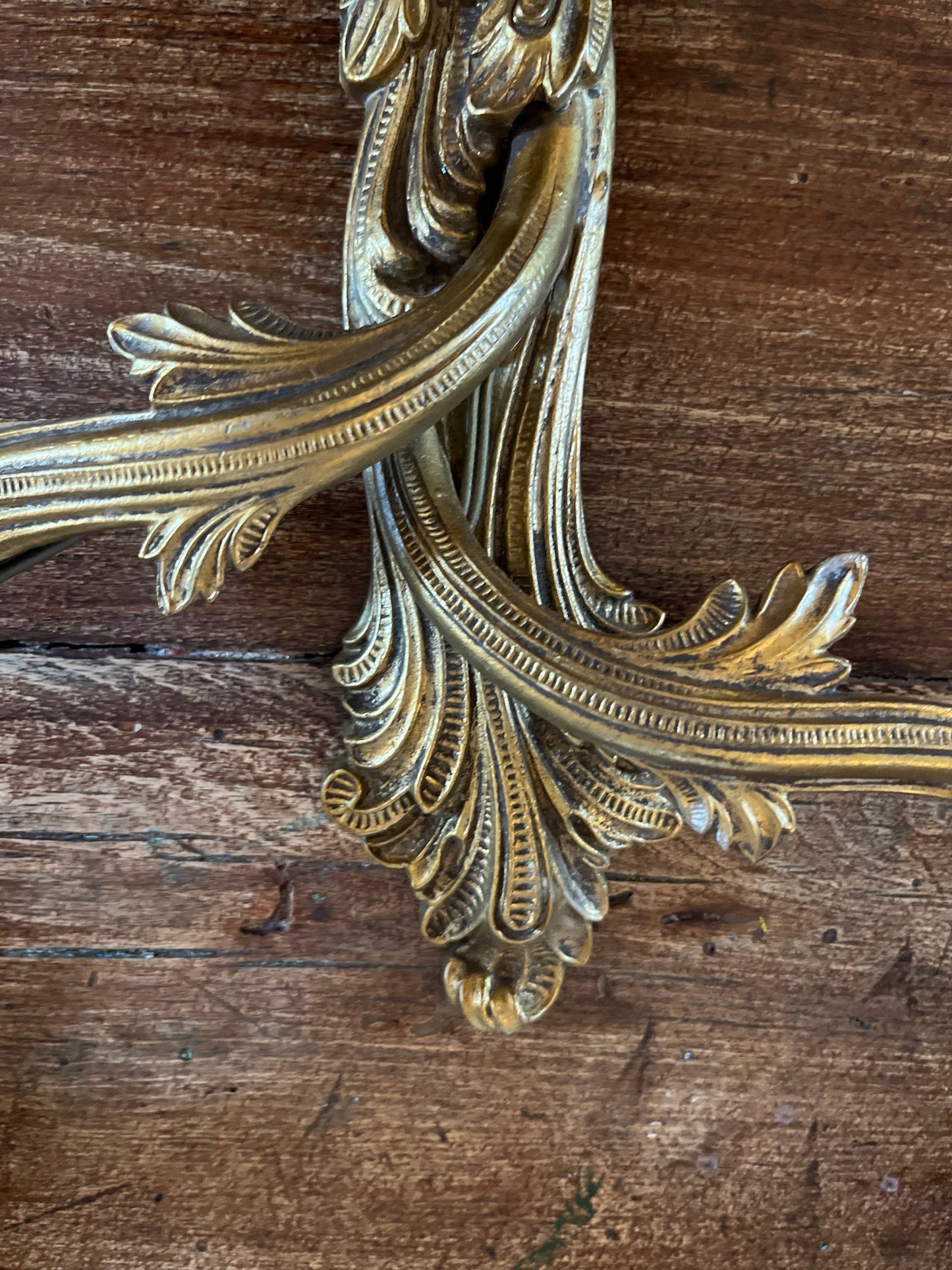 Gilt Brass Wall Sconces, Two-Arm Rococo Style, Pair