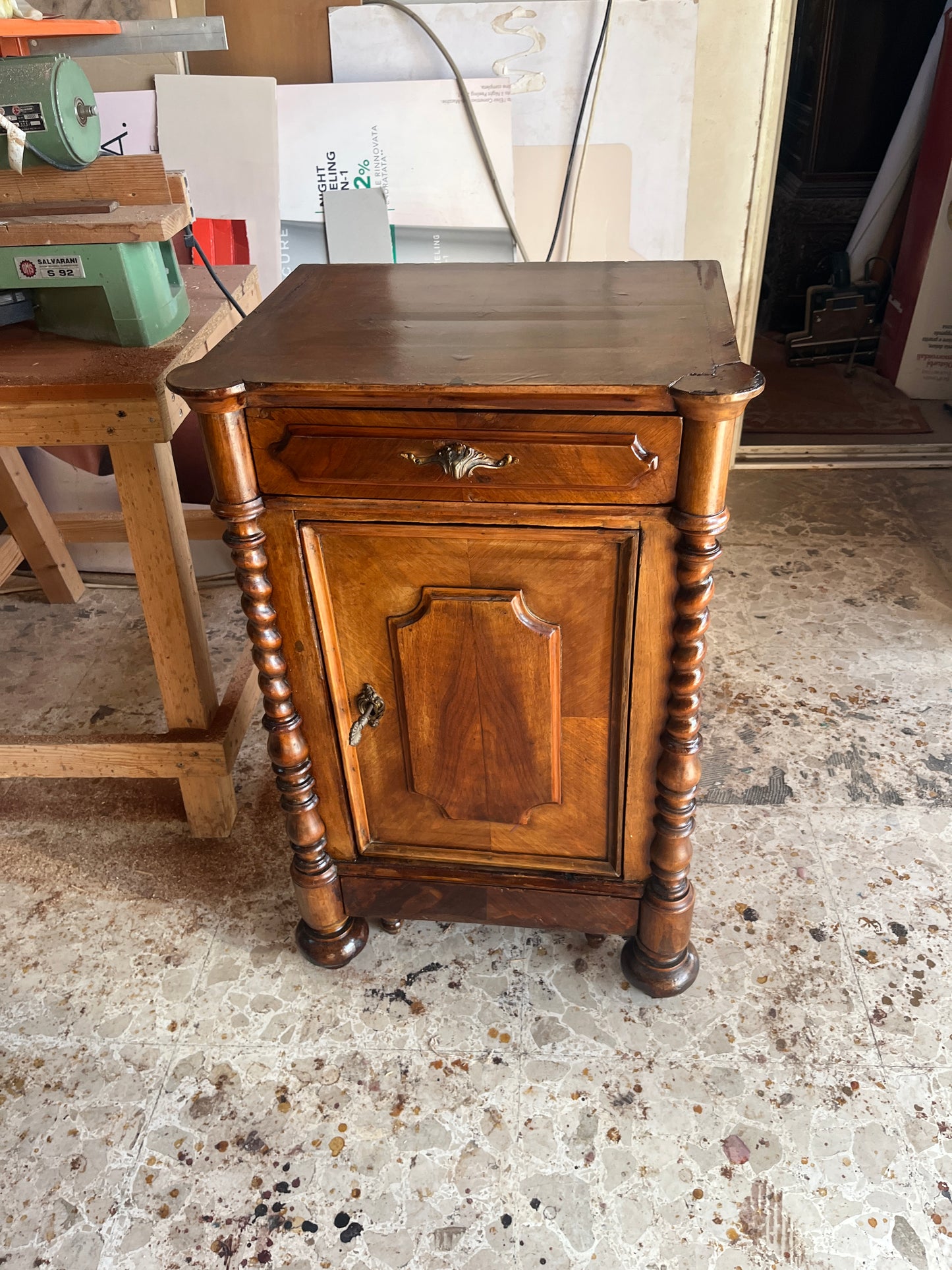 Early 19th Century Italian Louis Philippe Walnut & Grey Marble Bedroom Suite