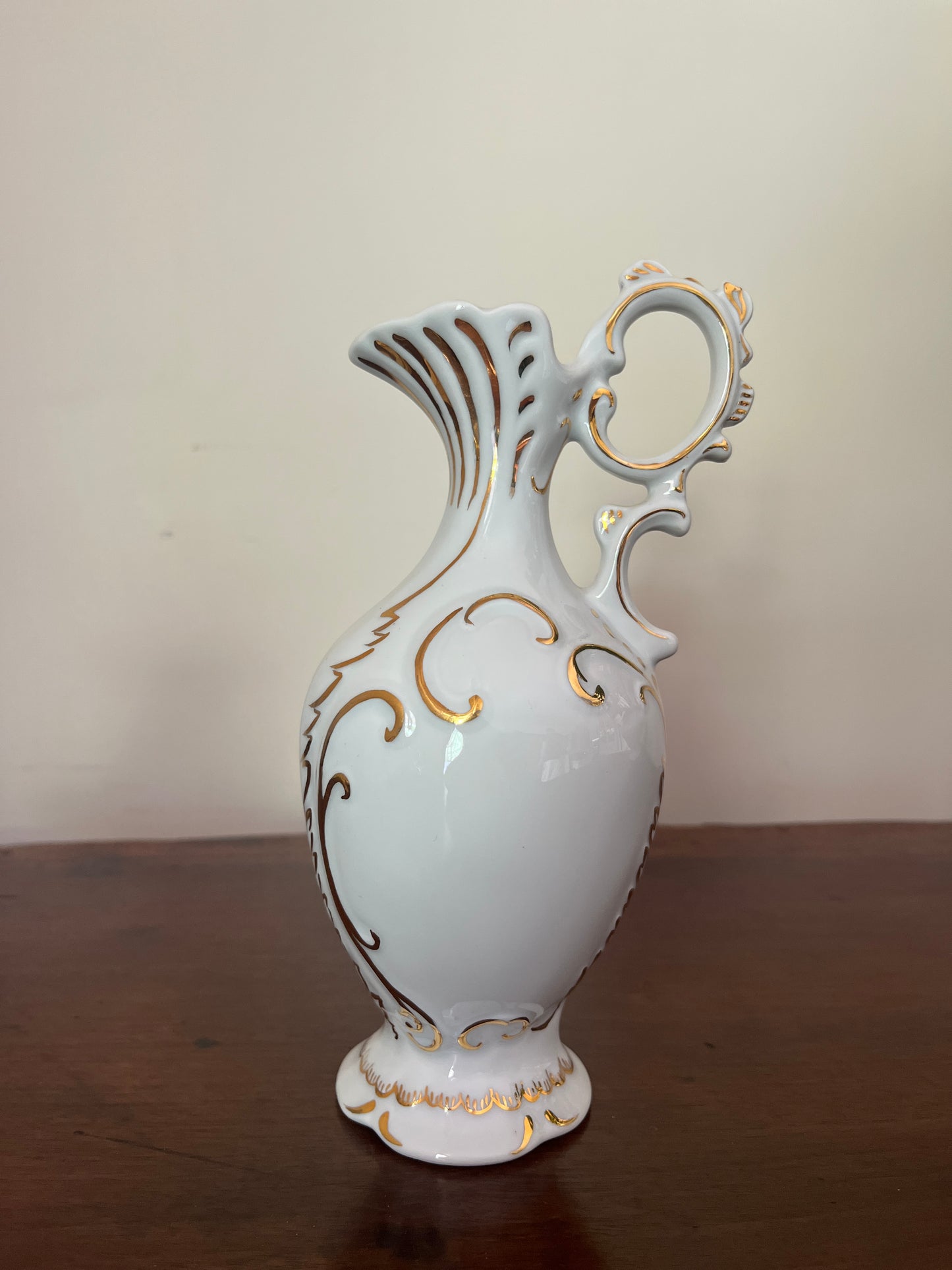 French Limoges White & Gold Relief Vase