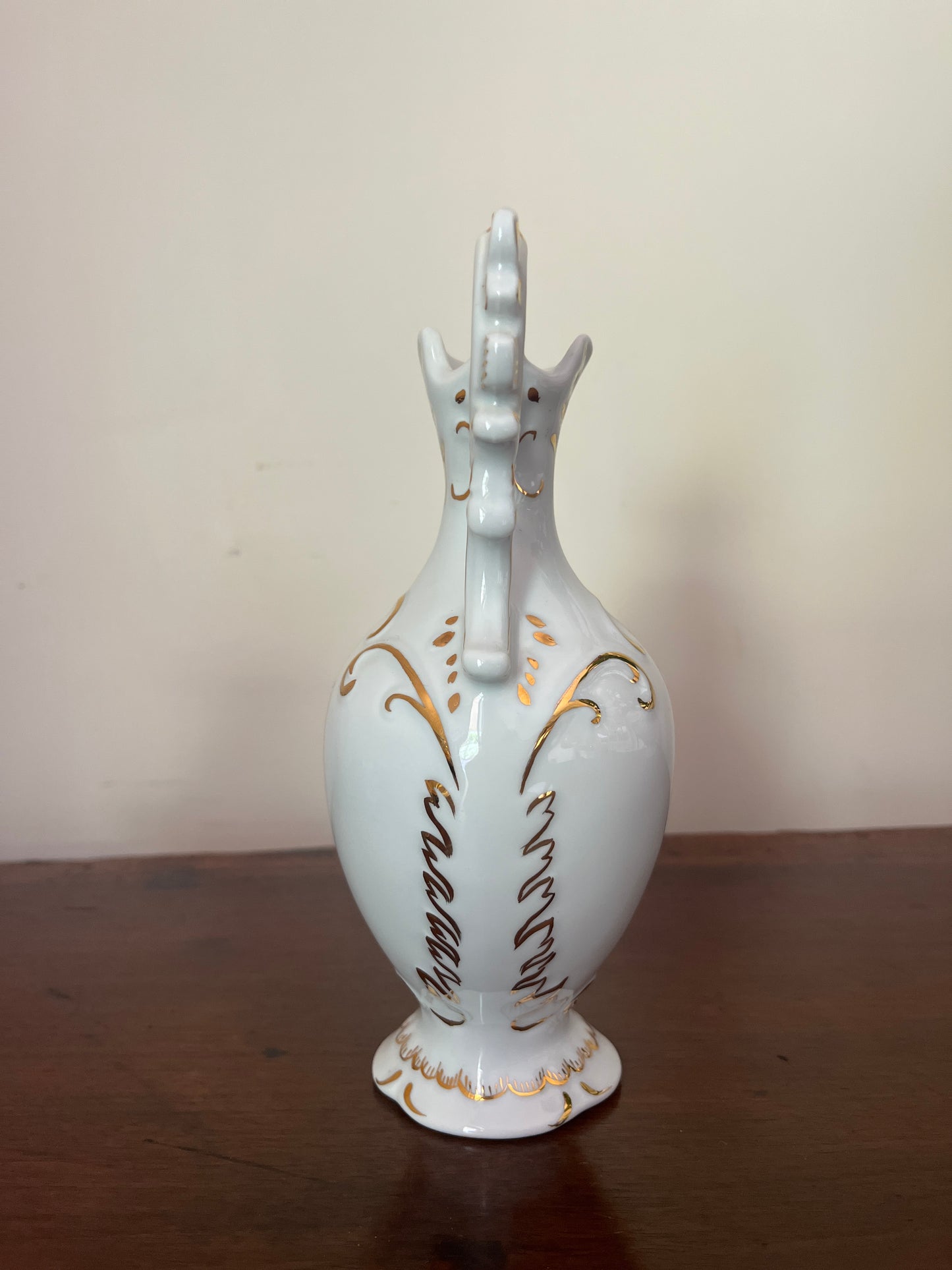 French Limoges White & Gold Relief Vase