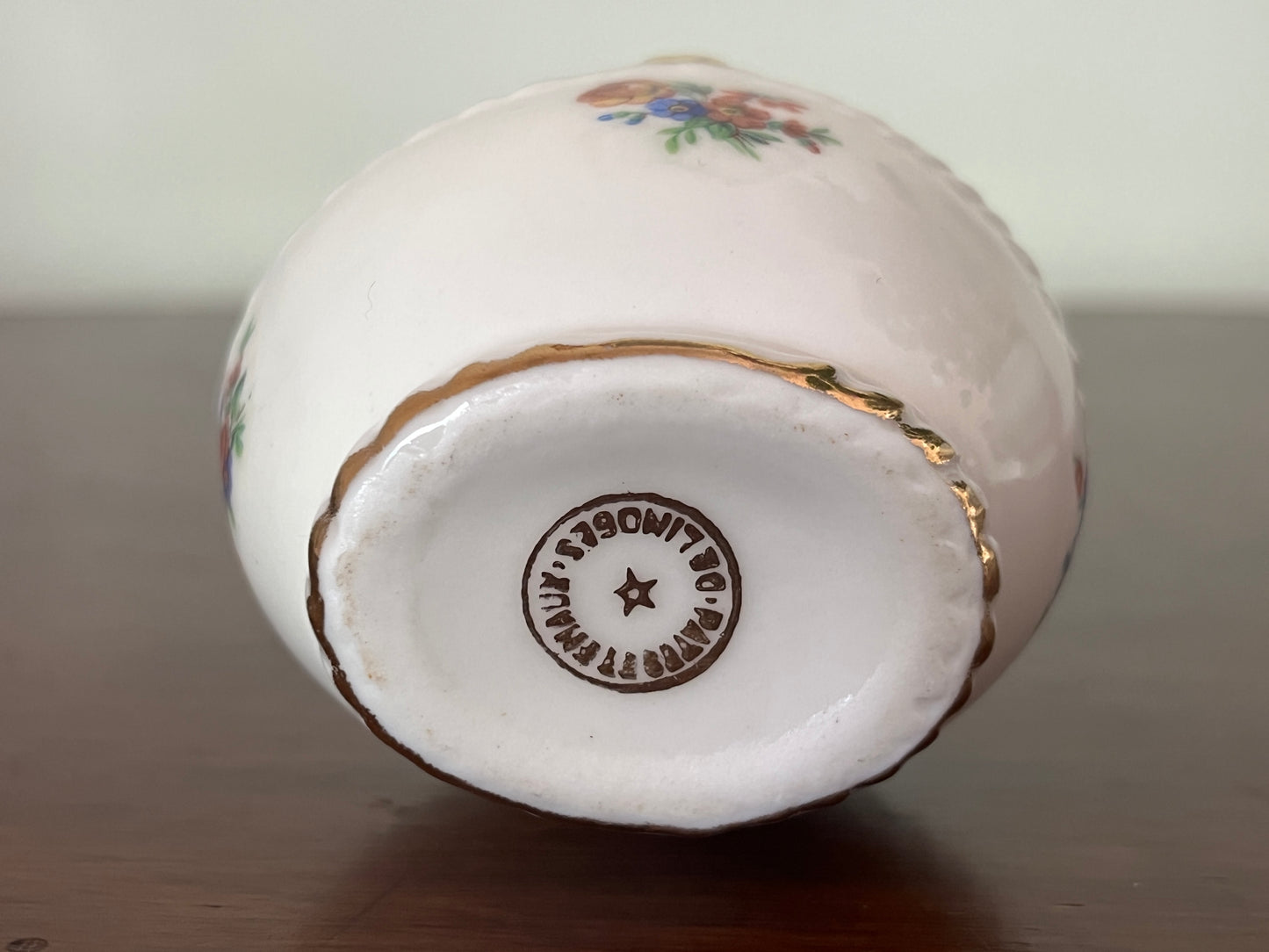 Small Limoges Basket, Transfer-Printed Florals