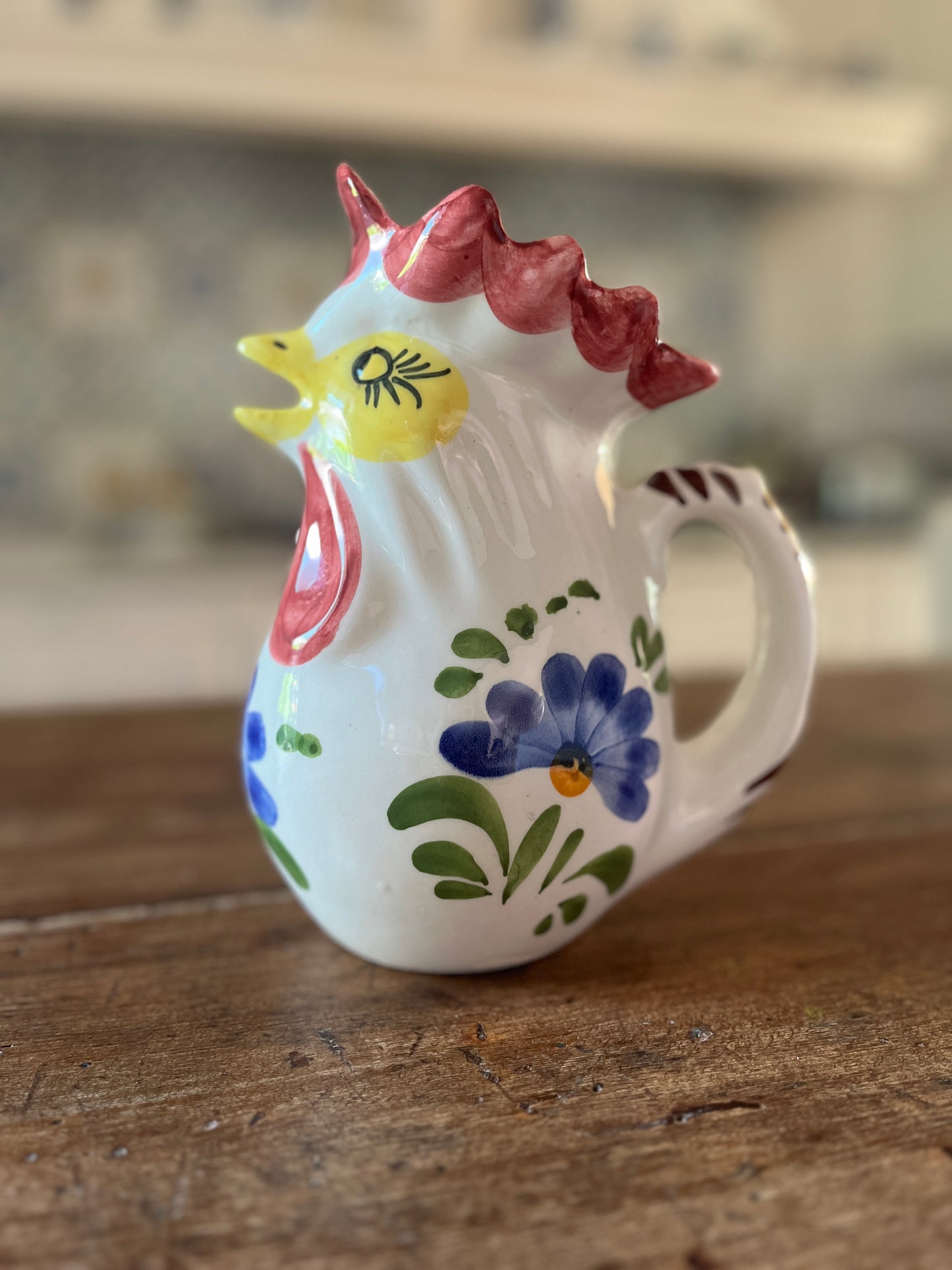 Hand Painted Rooster Pitcher
