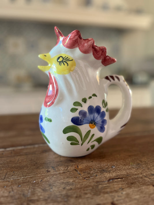 Hand Painted Rooster Pitcher