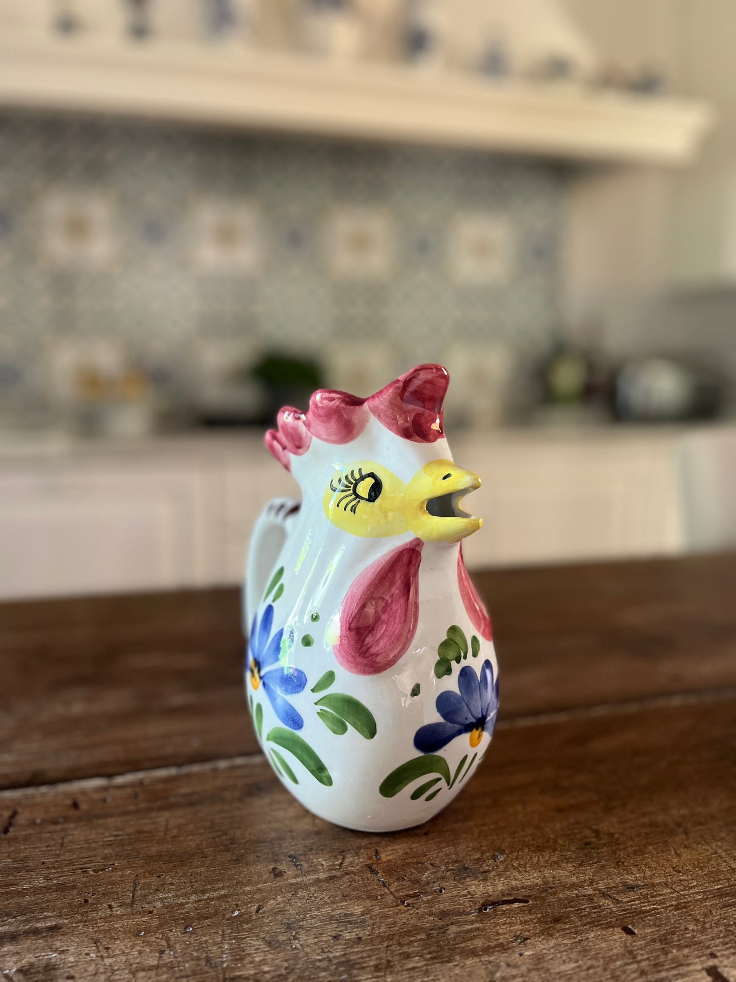 Hand Painted Rooster Pitcher