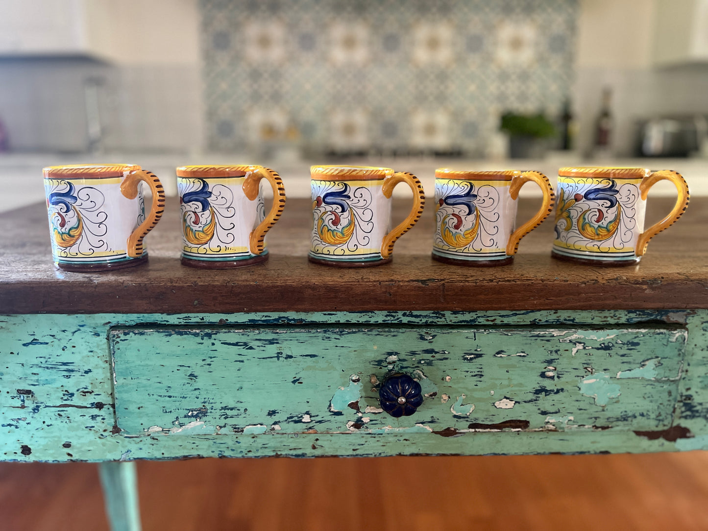 Set of 5 Deruta Coffee Mugs