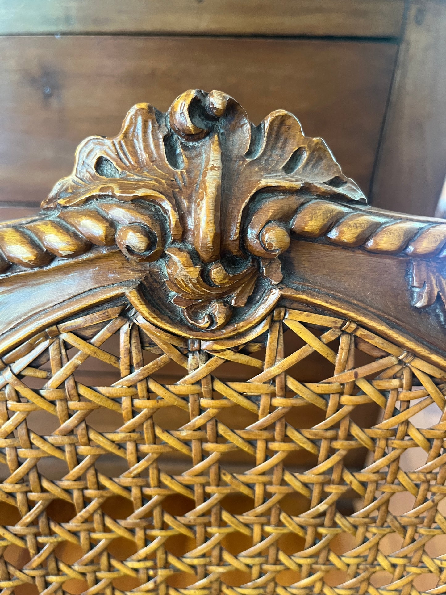 Rococo Revival Walnut Settee with Caned Back, 19th Century