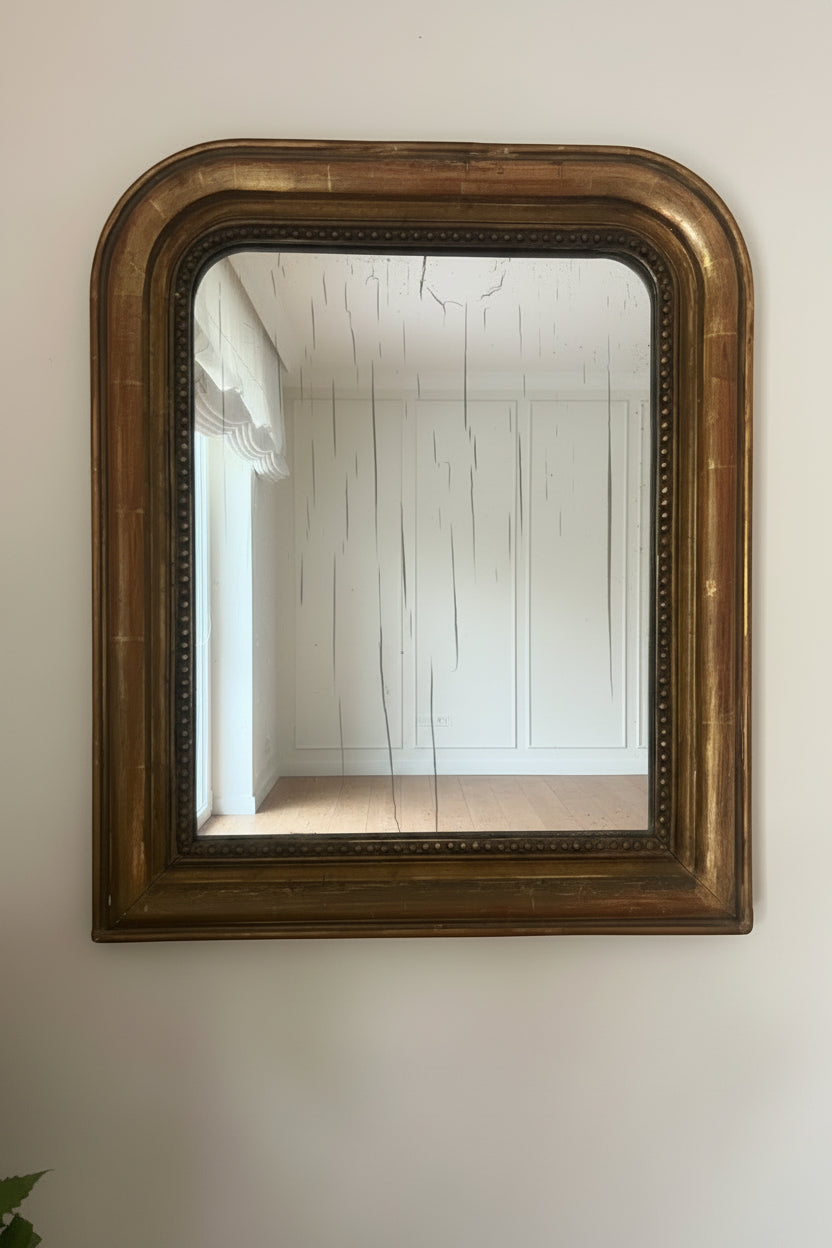 1870's Louis Philippe Arched Gilt Mirror