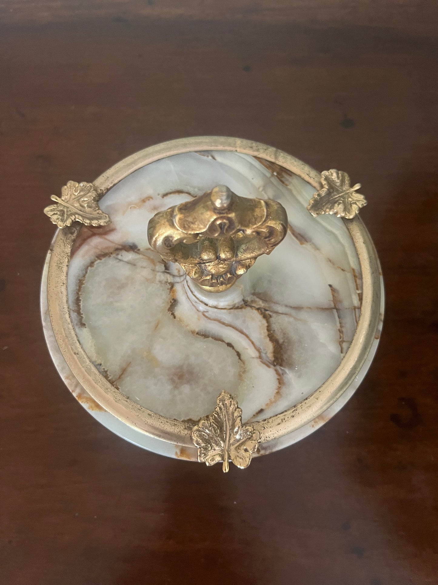 Alabaster and Brass Pedestal Dish