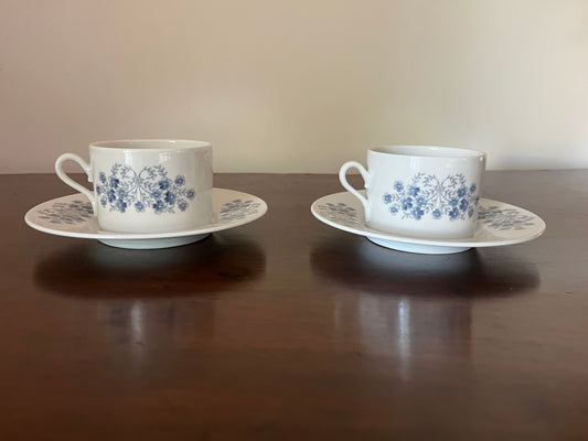 Blue Forget-Me-Not Vintage cups and plates, Richard Ginori- set of 2