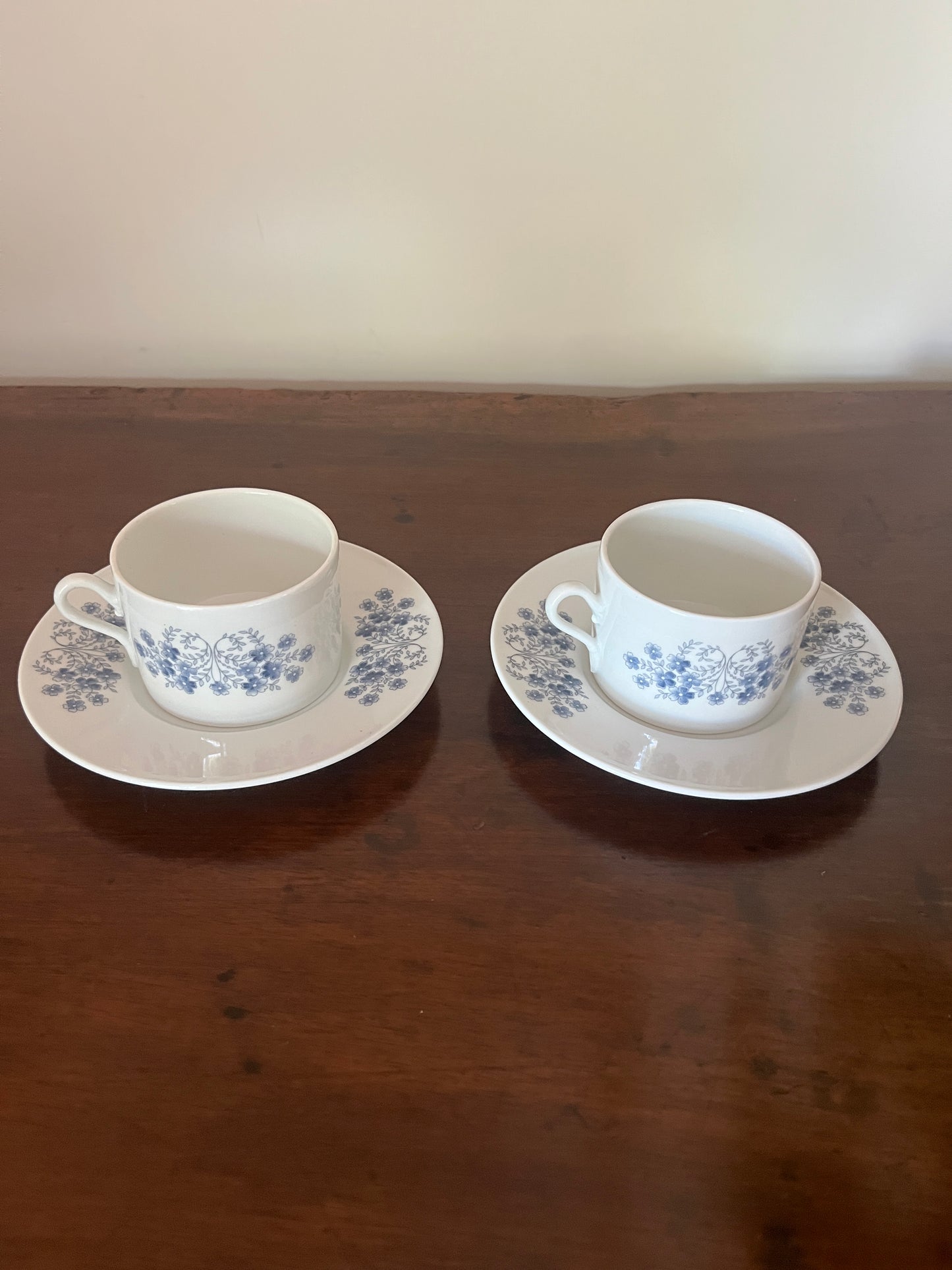 Blue Forget-Me-Not Vintage cups and plates, Richard Ginori- set of 2