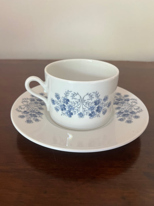 Blue Forget-Me-Not Vintage cups and plates, Richard Ginori- set of 2