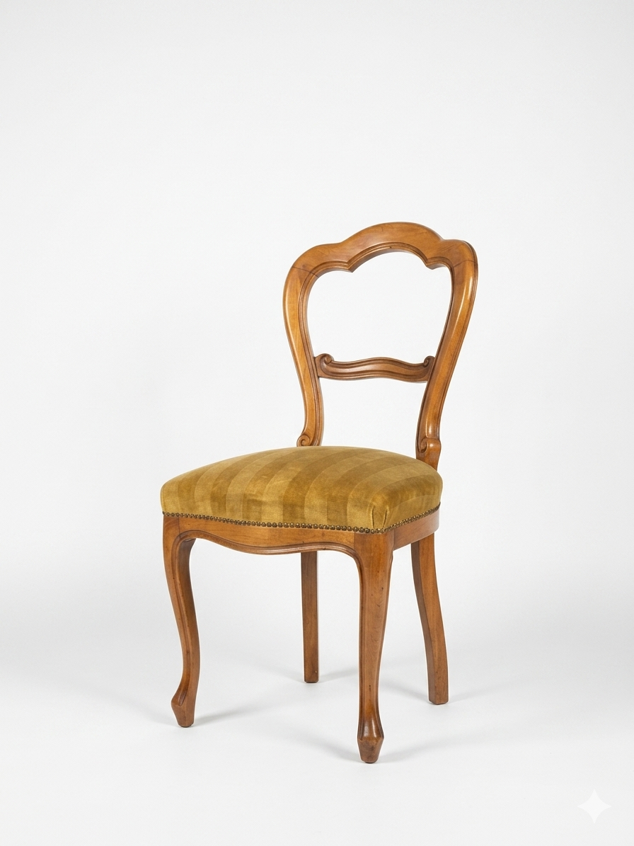 Set of 6 Victorian Walnut Apple-Back Dining Chairs c. 1850–1875