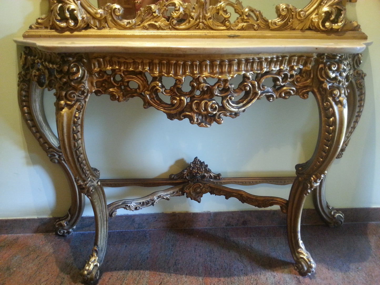 Baroque Giltwood Console & Matching Mirror