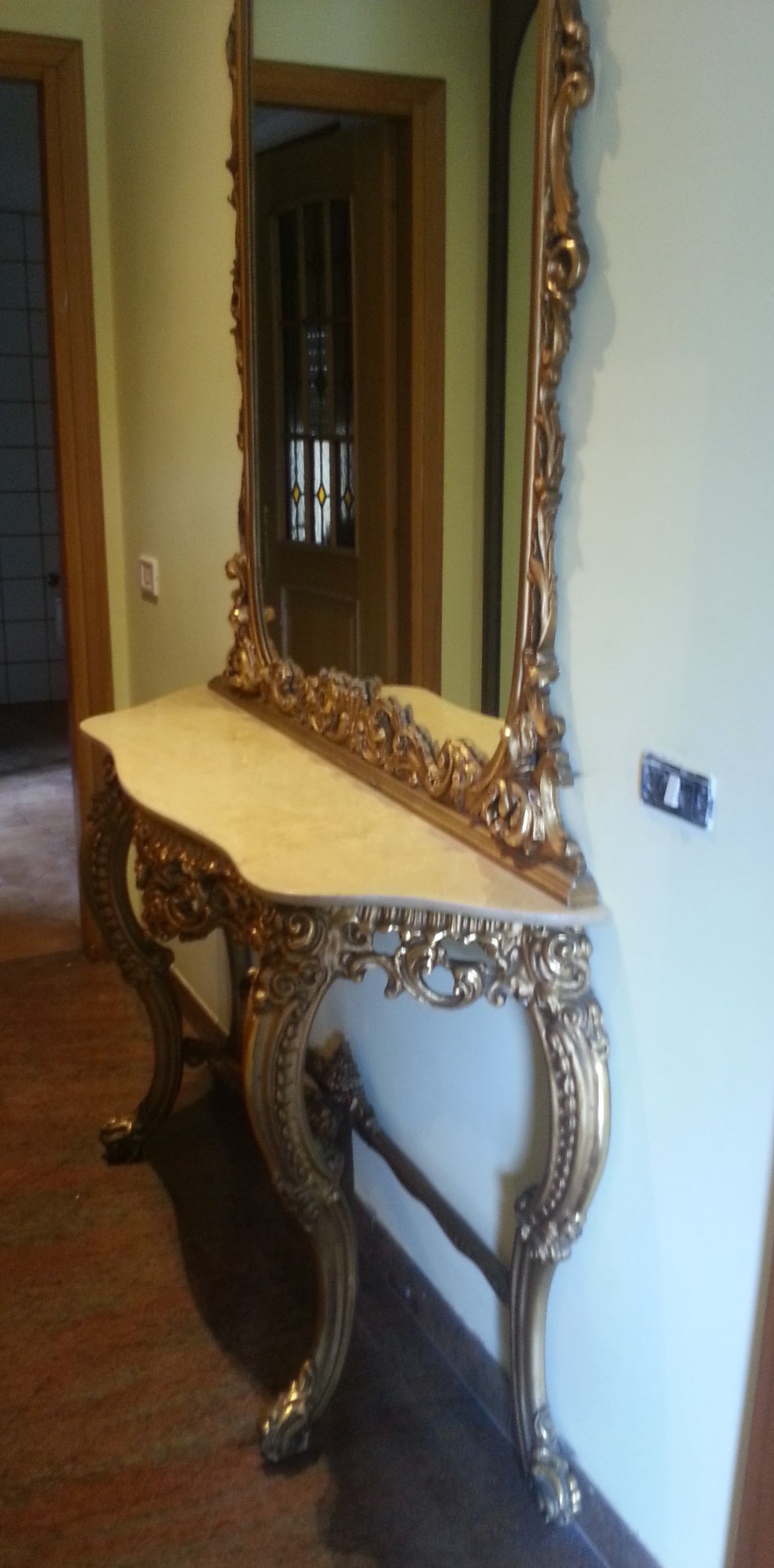 Baroque Giltwood Console & Matching Mirror