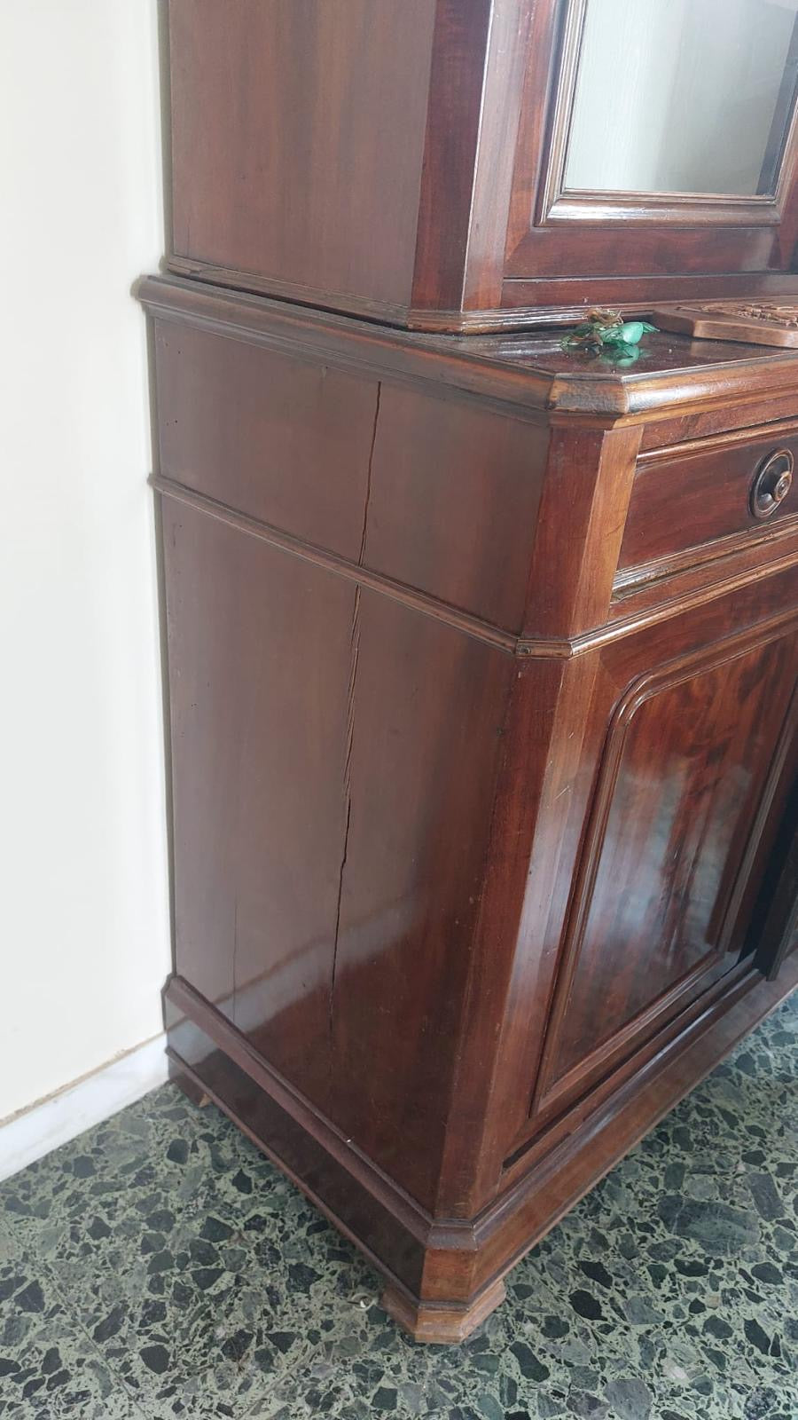 Cherry Wood Display Cabinet, Mid-1800's